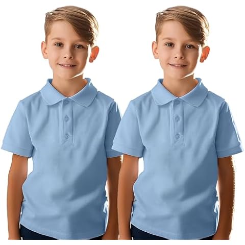 Pack of 2 Kids Plain White Polo Shirts Cover
