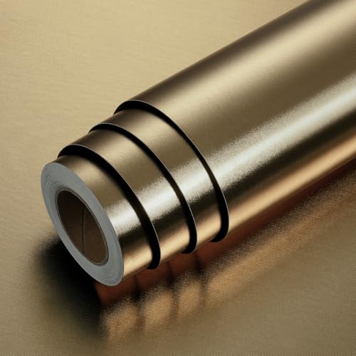 LaCheery Papier Adhesif pour Meuble Or Bronze 40cm x 200cm Film Adhesif pour Meuble Cuisne Armoire Salon Salle de Bains Rouleau Adhesif pour Frigo Papier Peint Autocollant Imperméable