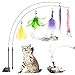 VSSHE Interaktives Katzenspielzeug Federn,10 Stück Katzenspielzeug Set Katzen Glocken Zauberstab Katzenangeln Mit Ausziehbare Katzenspielzeug Federspielzeug Katzenangel Saugnapf Katzen Unterhaltung