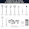 Home Hero 32-Piece Stainless Steel Kitchen Utensil Set - Heat-Resistant Nonstick Silicone Tools - Durable Stainless Steel Cooking Tools - Measuring Cups & Spoons with Holder - 32 Pc, Silver #1