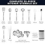 Home Hero 32-Piece Stainless Steel Kitchen Utensil Set - Heat-Resistant Nonstick Silicone Tools - Durable Stainless Steel Cooking Tools - Measuring Cups & Spoons with Holder - 32 Pc, Silver - Image 2