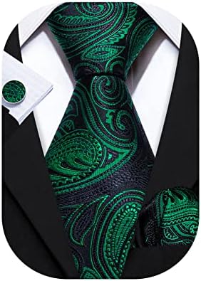 Barry.Wang Man Tie Set Pocket Square Cufflinks for Men Set Designer Ties Paisley
