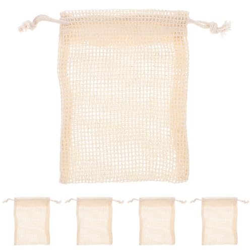 GALPADA Reusable Cotton Linen Soap Pouches Drawstring Mesh Soap Bag for Body Scrub Shower Spa (Mixed Color)