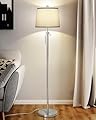 JUNNAI Floor Lamp for Living Room,Adjustable Height Standing Lamp,Dimmable Modern Floor Lamps for Bedroom Office Tall Floor Lights with Pull Chain Bulb Included-Silver Gray Shade