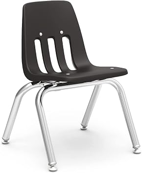 Virco 9012 School Chair, 12" Seat Height 4 Chairs for Students Preschool to Kindergarten, Ideal for Classrooms, Childcare and Daycare Centers, Stackable Chrome Frame - Black