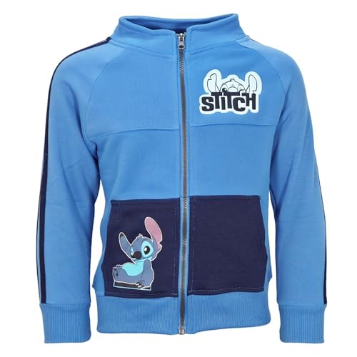 Disney Lilo & Stitch Jungen Jacke mit Reißverschluss – Sweatjacke mit Stitch-Motiv – Größen 92–128 – Weicher Pullover aus 100% Polyester in Blau oder Grau, Farbe: Blau, Bekleidungsgröße: 116