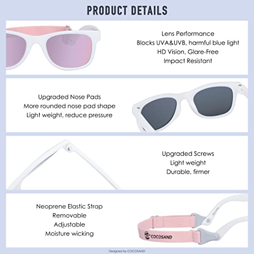 Image of COCOSAND Flexible Polarized Baby Sunglasses with Strap | UV Protection, Bendable, For Toddler Infant Newborn Girl Boy, Age 0-24 Months