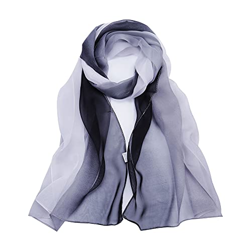 BLURBE Chiffon Scarf Women - Ladies Scarves Lightweight Floral Print Chiffon Scarfs Shawls and Wraps for Womens Spring Autumn, Black-2, One Size