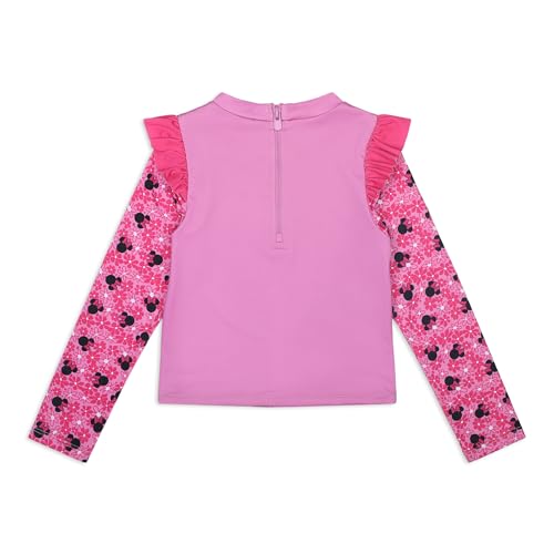Image of Disney Minnie Mouse Stitch Girls UPF 50+ Long Sleeve Rash Guard and Bikini 2-Piece Swimsuit Set for Toddler to Big Kids