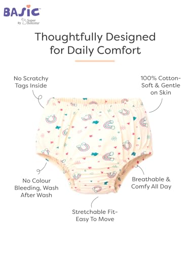 Image of superbottoms Basic Brief for Kids | Unisex, 100% Pure Cotton Innerwear | Breathable & Soft Kids Underwear | Baby Brief I Pack of 10