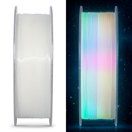 Image of Glow in The Dark PLA Filament 1.75mm Rainbow (Multicolor) 1KG, Color Changes Per 10-13m, Diameter + /- 0.03mm, Neatly Wound Spool, Vacuum Packaging