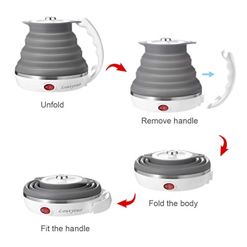 Image of 110V 555ML Ultrathin Travel Foldable Electric Kettle with Separable Power Cord and Handle, Boil Dry Protection, Food Grade Silicone