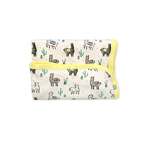 Image of Finn + Emma Organic Cotton Swaddle Baby Blanket - Llamas, Yellow
