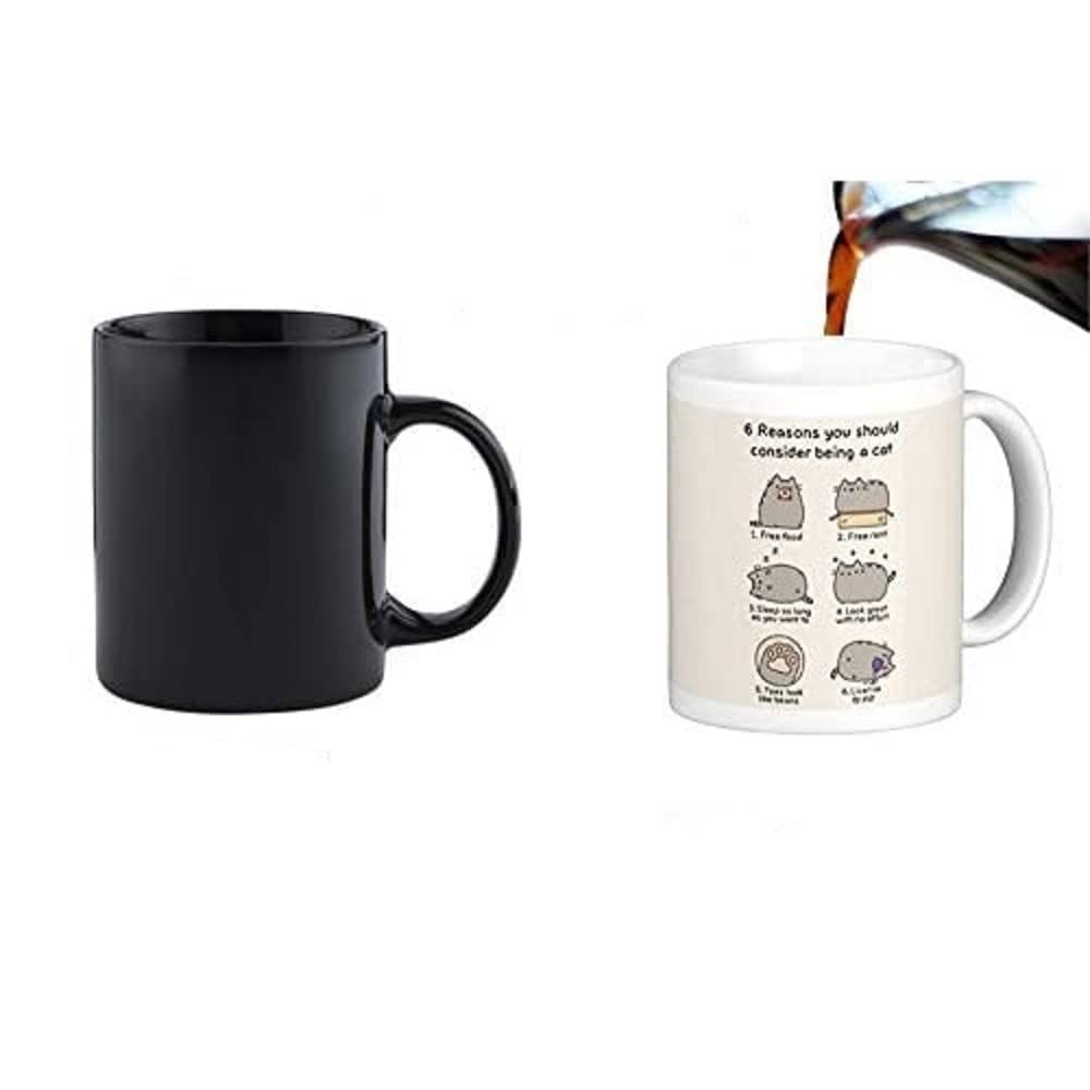 Acen "A6 Reasons You Should Consider being A Cat" Fun Magic Morphing Novelty Ceramic Coffee Tea Mug by Studios, White, 11 oz