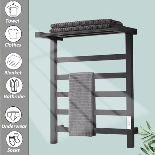 Toallero de acero inoxidable con estante superior y cable calefactor 5