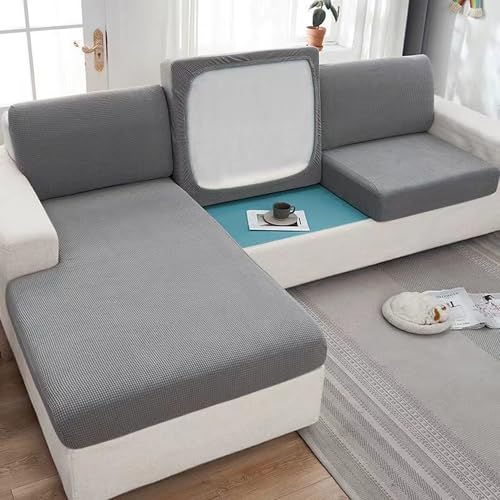 Hruile Fundas de sofá de 1/2/3/4 asientos, fundas de sofá elásticas extensibles, protectores de muebles con parte inferior elástica para sofá seccional en forma de L, sala de estar, niños (cubierta