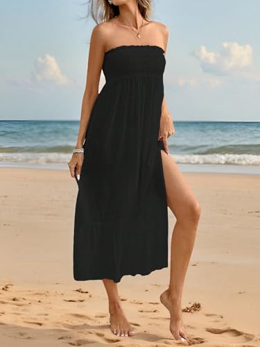 Image of ZAFUL Swimsuit Coverup for Women Slit to Thigh Beach Cover Ups Swim Bathing Suit Flowy Maxi Skirt