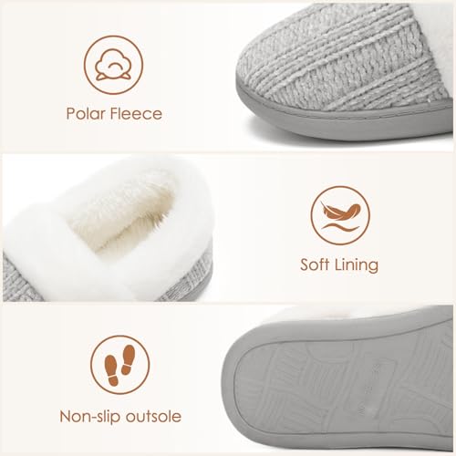 ATHMILE House Slippers for Women Memory Foam Closed Back House Shoes Outdoor Indoor Bedroom Slippers Chenille Knit Fleece Fuzzy Comfy Cozy4