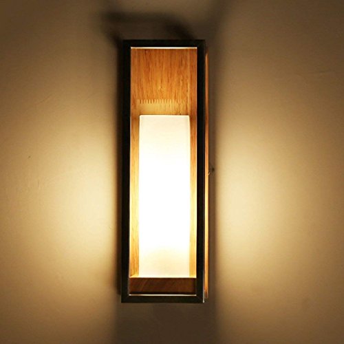 Lámpara de pared LED moderna con base de madera maciza para pasillos e interiores