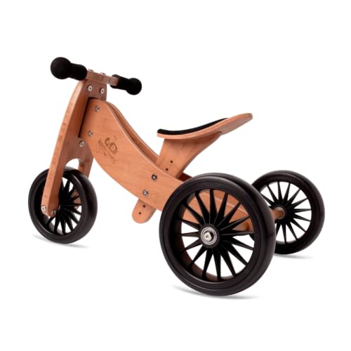 Kinderfeets TinyTot 2-in-1 Wooden Balance Bike and Tricycle - Easily Convert from Bike to Trike | Sustainable and Eco-Friendly | Adjustable Riding Balance Toy for Kids and Toddlers (Bamboo)