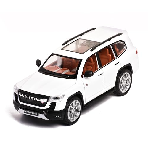 Image of Braintastic Model Diecast Car Toy Vehicle Pull Back Friction Car with Openable Doors Light & Music Toys for Kids Age 3+ Years (Land Cruiser White)
