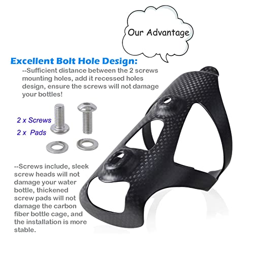 Qibok 3K Full Carbon Fiber Bicycle Bike Drink Water Bottle Cage, 2Pcs Ultra-Light Bottle Holder Brackets For Road Bike Mtb Cycling #TOP3