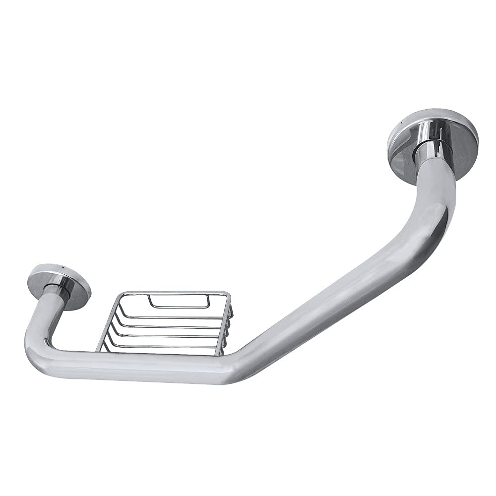 Barre d'appui 10x12 pouces Meridian en inox poli avec grille à savon