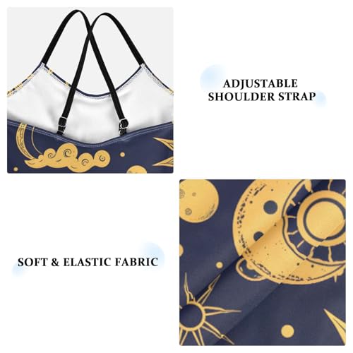 Star Moon Pattern Girls Swimsuits Quick Dry Crossback One Piece Beach Swimwear Bathing Suit4