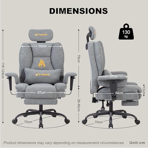 Image of Symino Gaming Chair with Footrest, Up /Down Armrests, Suede Fabric Ergonomic Office Chair, 155 Recline Computer Chair for Desk, Grey