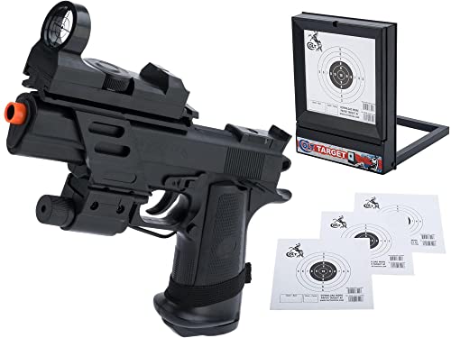 Evike Airsoft - Colt Licensed MK IV Spring Powered Airsoft Pistol with Pointer and Red Dot - Airsoft Pistol/Target Package