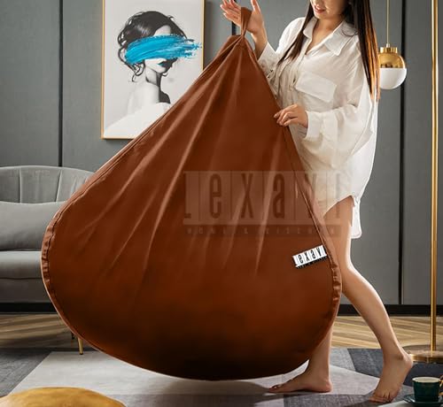 Image of LEXAVI Brand - XXXXXXL Jumbo Bean Bag Chair with Footrest Premium Imported Soft Faux Leather, Extra Comfortable and Big Size to Other Bean Bags Without Beans (Cover Only) I Color- (6XL-Dark-Tan)