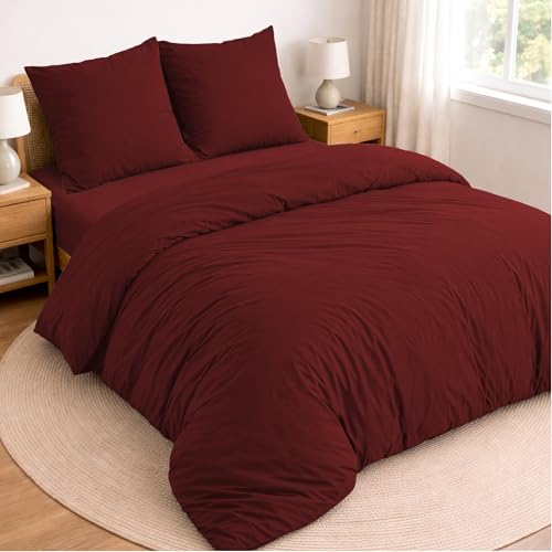 Twinzen Parure de lit 140x190-4 pièces - Housse de Couette 220x240 cm, Drap Housse 140x190 cm avec...