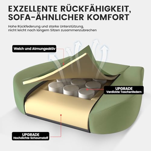 Sedia da gaming, in tessuto, con cuscino a molla, ergonomica, girevole, con poggiapiedi, portata 150 kg, colore: verde - Sedia gaming - Immagine 5