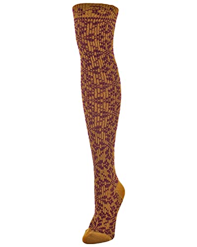 MeMoi Women's Brussels Lace Fair Isle Over The Knee Socks Black One Size4