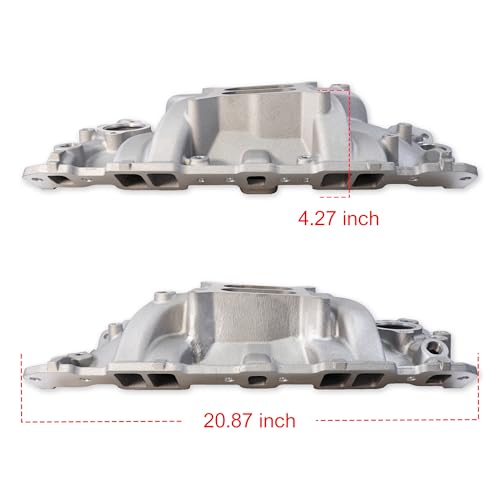 Image of 2701 EPS Dual Plane Intake Manifold for SBC 262-400 V8 Silver | Compatible with Chevy Small Block 305 327 350 383 1955-1986 Idle-5,500 RPM Cast Aluminum Square Bore