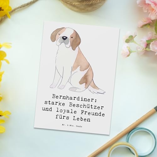 Mr. & Mrs. Panda Postkarte Bernhardiner Treue - Geschenk, spruchkarte, Postkarten, Familienhund, Hundeliebhaber, Ruhe, Spaziergang, Familienmitglieder, Hunderasse, Ansichtskarte, Ansichtskarten, Hunde