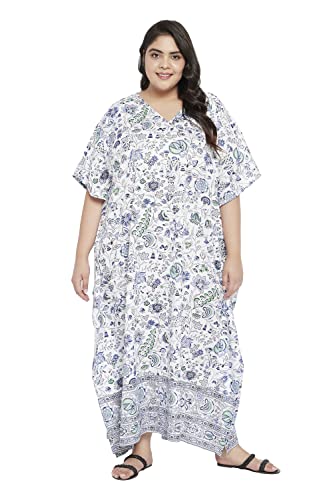 Image of Gypsie Blu Women Plus Size Kaftan Dress Beach Cover Up Maxi Dresses for Women, V-Neck Kimono Sleeve 1X-3X