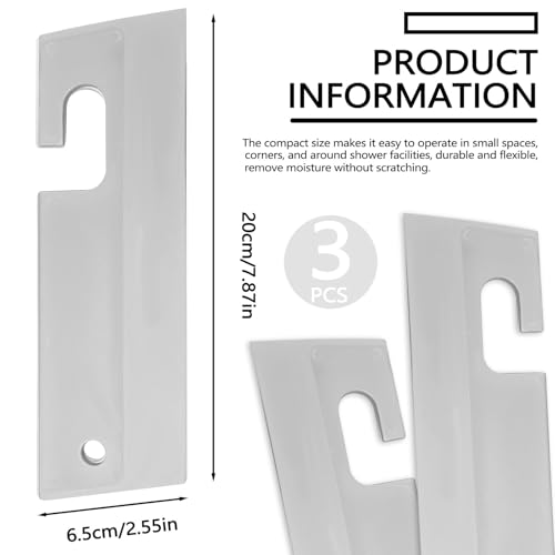 Image of 3 Pieces Mini Soft Silicone Window Squeegee, Hand Water Scraper with Hanging Hole, Small Mirror Cleaning Squeegee for Shower Glass Car Bathroom Dink Countertop (Gray)