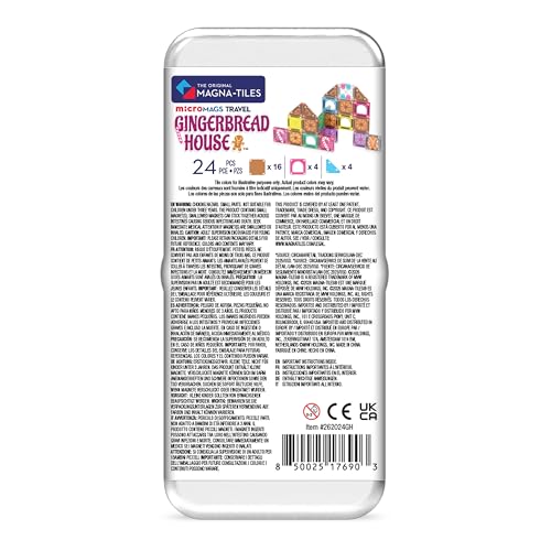 Image of MAGNA-TILES microMAGS 24-Piece Gingerbread House Travel Set, The Original Magnetic Building Brand