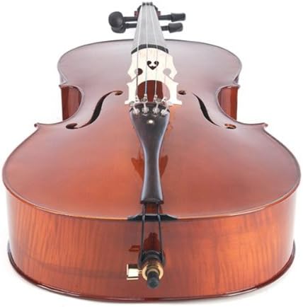 Cecilio CCO-500 Ebony Fitted Flamed Solid Wood Cello with Hard & Soft Case, Stand, Bow, Rosin, Bridge and Extra Set of Strings, Size 3/4
