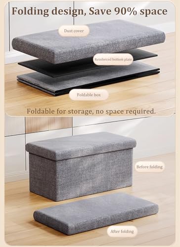 Banc de rangement pliable bleu 76x38x38 cm avec coussin confort - 6