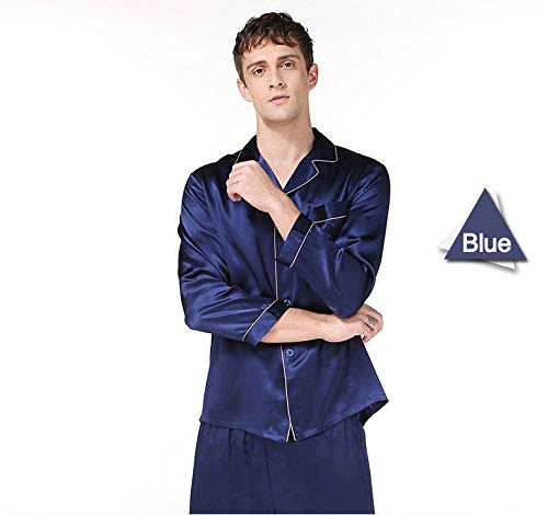 Men's Silk Sleepwear Pajamas,Long-Sleeve Shirt & Long Pants,100% Silk(Main),5 Colors,真丝睡衣3