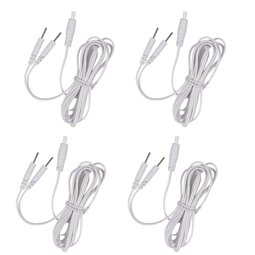 Durable 4 Packs TENS Lead Wires 2.35mm Plug TENS to 2mm Pin Electrode Wires for TENS EMS Units, VOVOU Standard Electrodes Lead Wires, Compatible with Most Electric Muscle Stimulators