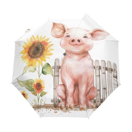 Parapluie compact automatique GAIREG Happy Pig mignon pour homme et femme
