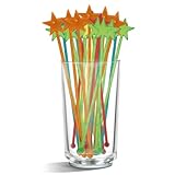 50-Pack Reusable Beverage Accessories, 7.87 Inch Star-Shaped Plastic Cocktail Stir Sticks - Multicolor Translucent Drink Mixers for Coffee, Bubble Tea & Juice