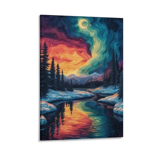 Impression sur toile scène de neige d'hiver décoration murale