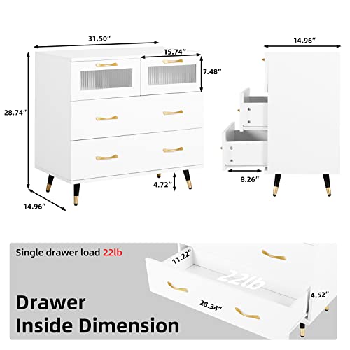Yigobuy White Dresser, Modern Dresser For Bedroom, 4 Drawer Double Dresser With Wide Drawer And Metal Handles, Wood Dressers & Chests Of Drawers For Hallway, Entryway. #TOP2