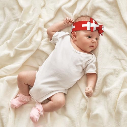 Swiss Flag Pattern Baby Bow Headband Super Stretchy Soft Bows Hair Accessories for Newborn Infants Toddlers Kids Girls4