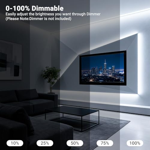 Image of DAYBETTER COB LED Strip Light Daylight White, 32.8 ft Dimmable 6500K Super Bright White Led Lights, 24V Flexible LED Tape Light for Bedroom, Kitchen, DIY Lighting