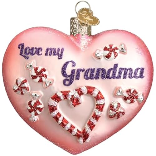Old World Christmas Grandparents Glass Blown Ornaments for Christmas Tree Grandma Heart 2.5 x 3.75